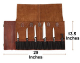 Leather Chef Knife Roll Portable Kitchen Knives bag Protector