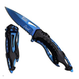 Custom Engraved BLUE BLACK Folding Pocket Knife