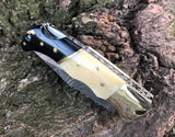 Handmade Damascus Folding Pocket Knife Camel Bone Buffalo Horn Handle