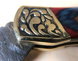 7'' Damascus steel Wood Handle Folding Knife
