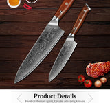XINZUO 2PC Damascus Steel Professional Chef Knife