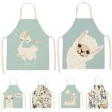 Printed Cotton Linen Aprons Kitchen Home Cooking