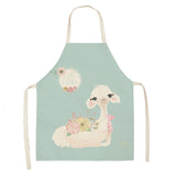 Printed Cotton Linen Aprons Kitchen Home Cooking