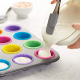 12pcs Silicone Cake Round Shaped Muffin Cupcake Baking Molds