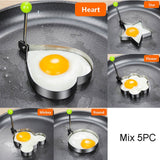Stainless Steel 5 Style Fried Egg Pancake Shaper Omelets Mold Rings