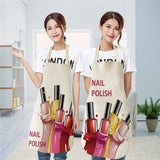 Linen Flower Nail Polish Theme Print Kitchen Aprons