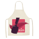 Linen Flower Nail Polish Theme Print Kitchen Aprons