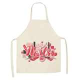 Linen Flower Nail Polish Theme Print Kitchen Aprons