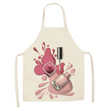 Linen Flower Nail Polish Theme Print Kitchen Aprons