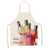 Linen Flower Nail Polish Theme Print Kitchen Aprons