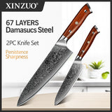 XINZUO 2PC Damascus Steel Professional Chef Knife