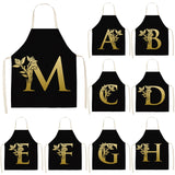 Gold Letter Alphabet Pattern Kitchen Apron