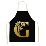 Gold Letter Alphabet Pattern Kitchen Apron