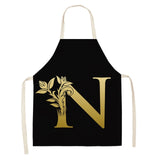 Gold Letter Alphabet Pattern Kitchen Apron For Woman