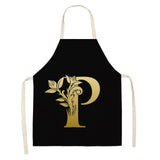 Gold Letter Alphabet Pattern Kitchen Apron