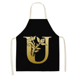 Gold Letter Alphabet Pattern Kitchen Apron