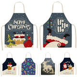 Christmas Cotton Linen Kitchen Aprons for Women