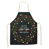 Christmas Cotton Linen Kitchen Aprons for Women