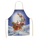 Christmas Cotton Linen Kitchen Aprons for Women