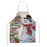 Christmas Cotton Linen Kitchen Aprons for Women