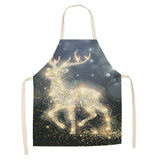 Christmas Cotton Linen Kitchen Aprons for Women