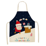 Christmas Cotton Linen Kitchen Aprons for Women