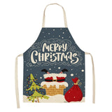 Christmas Cotton Linen Kitchen Aprons for Women