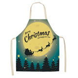 Christmas Cotton Linen Kitchen Aprons for Women
