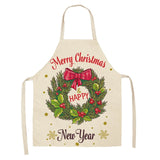 Christmas Cotton Linen Kitchen Aprons for Women
