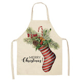 Christmas Cotton Linen Kitchen Aprons for Women