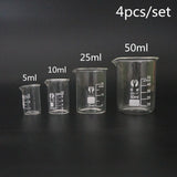 4Pcs 5ml/10ml/25ml/50ml Glass Measuring Cup set