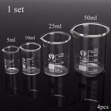 4Pcs 5ml/10ml/25ml/50ml Glass Measuring Cup set