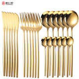 24pcs Gold Stainless Steel Tableware Set