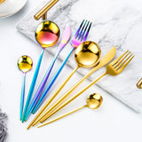 24pcs Gold Stainless Steel Tableware Set