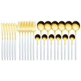 24pcs Gold Stainless Steel Tableware Set