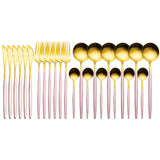 24pcs Gold Stainless Steel Tableware Set