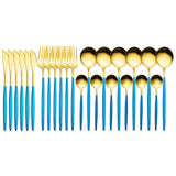 24pcs Gold Stainless Steel Tableware Set
