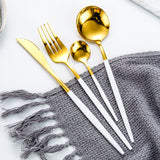 24pcs Gold Stainless Steel Tableware Set