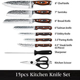 15PCS Professional Stainless Steel Kitchen Knife Set