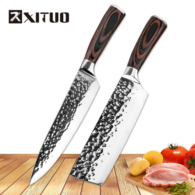 XITUO 8 inch Japanese Santoku Stainless Steel Chef Knife