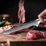 6 Piece Damascus Kitchen Knife Set with Stainless Steel Holder
