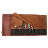 Leather Chef Knife Roll Portable Kitchen Knives bag Protector
