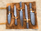 Handmade Damascus 5 chef knifes set