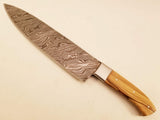 Vintage Damascus Steel Forged Chef Knife