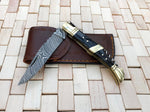 Damascus steel Handmade French Folding Pocket Knife with Corkscrew