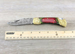 7'' Damascus steel Wood Handle Folding Knife