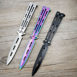 Titanium Rainbow color Stainless Steel Butterfly Training Knife
