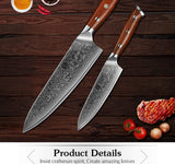 XINZUO 2PC Damascus Steel Kitchen Professional Chef Knife Sets