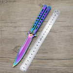 Titanium Rainbow color Stainless Steel Butterfly Training Knife