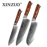 XINZUO 3PCS Kitchen Japanese forged Damascus Steel Chef Knife Sets
